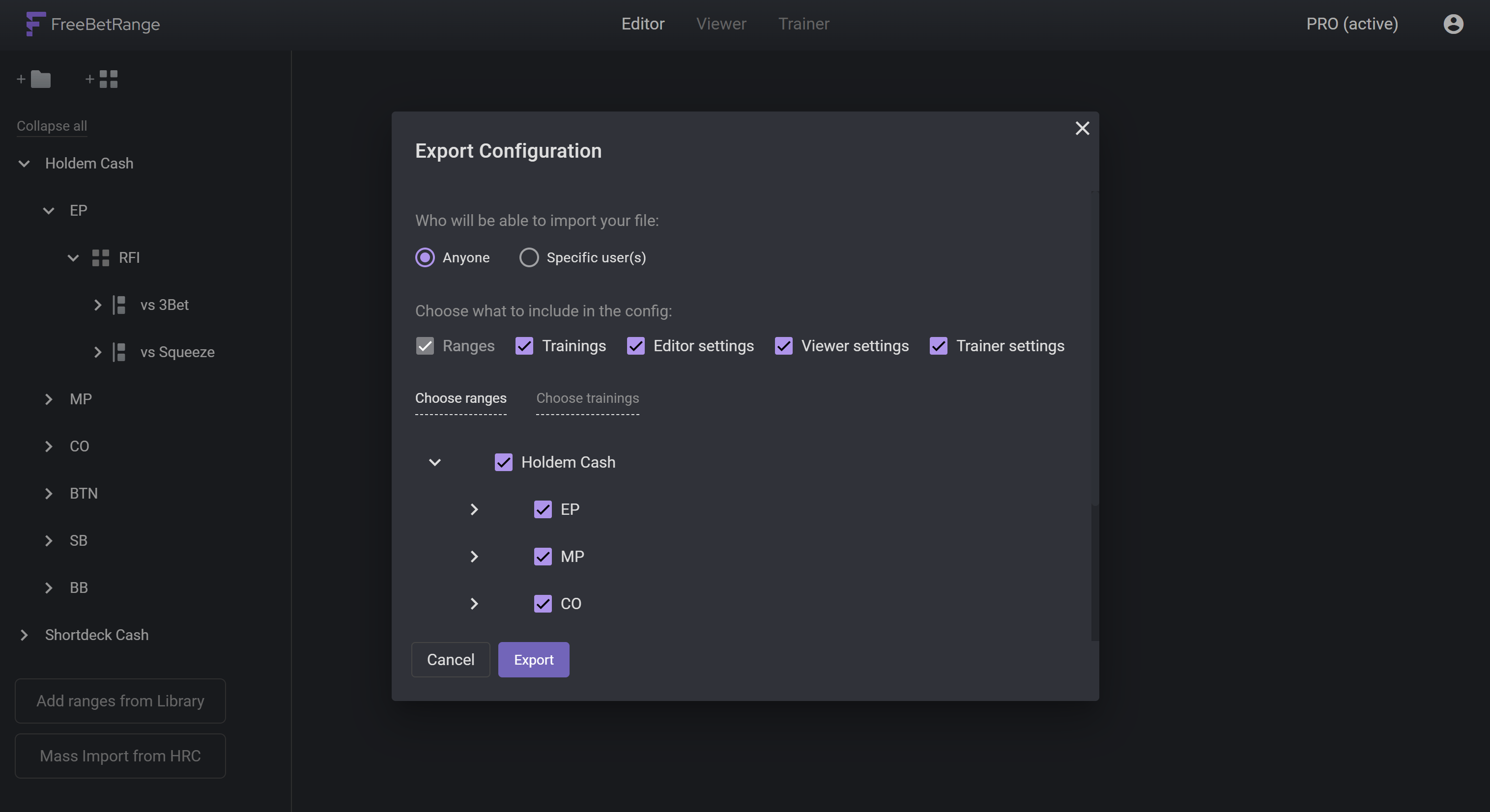 Configuration export