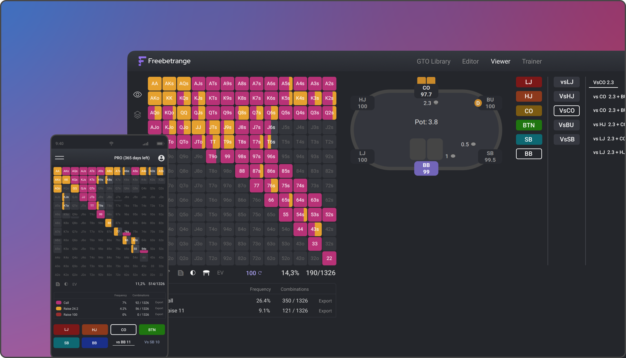 Preflop chart viewer